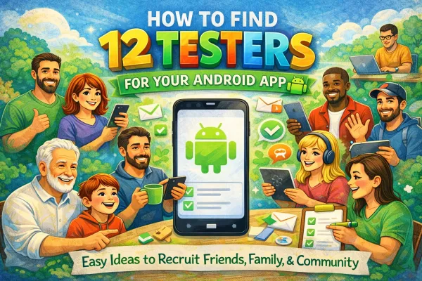 How to Find 12 Testers for Your Android App | Quick Guide to App Testing Success - Blog Thumbnail