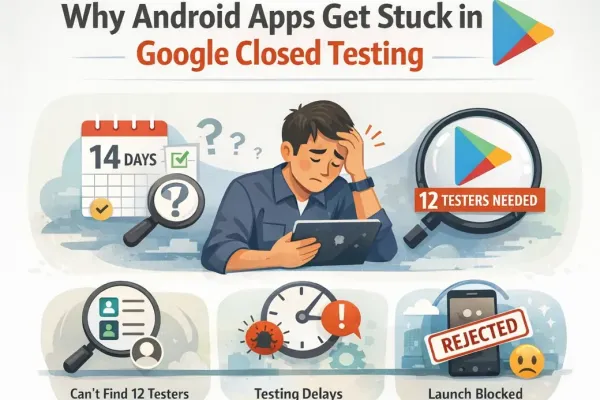 Why Android Apps Get Stuck in Google Play Closed Testing (and How to Fix It) - Blog Thumbnail